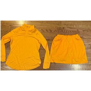 Coolibar UPF 50+ Skort Set Orange Quarter Zip Top Womens Medium